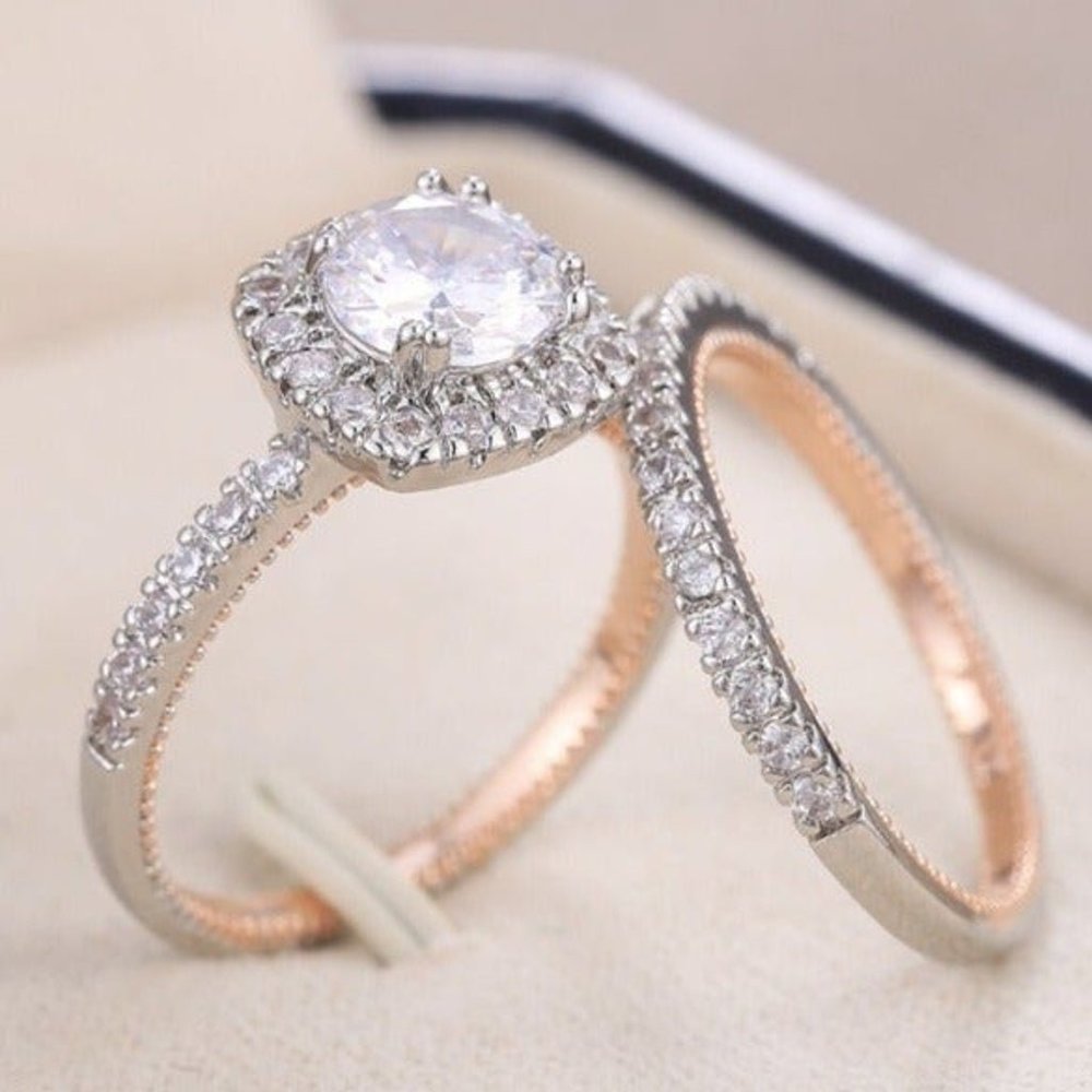 Round Zircon Macro Pave Beautiful Classic Wedding Ring for Women,